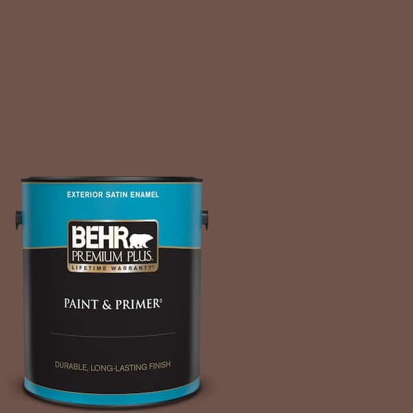 BEHR PREMIUM PLUS 1 gal. #N150-6 Coffee Beans Satin Enamel Exterior Paint & Primer