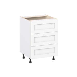 Milton 24 in. W x 24 in. D x 34.5 in. H Assembled Shaker Drawer Base Kitchen Cabinet in Bright White with 3 Drawers