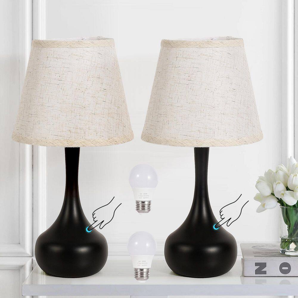 Modern 16.6 in. Matte Black Table Lamp Touch Control 3-Way Table Lamp with Plug and Fabric Shade (2-Pack) price history on PriceWatchPro