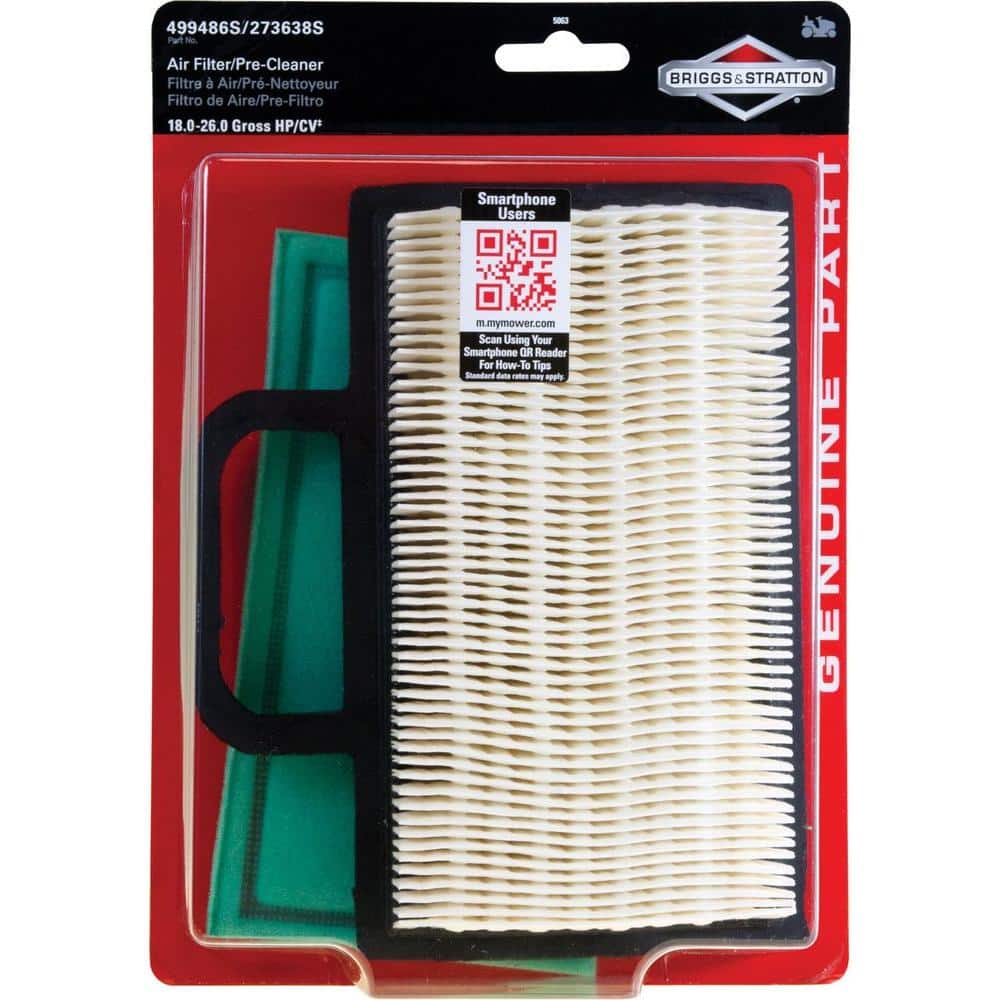 1x air filter, 1x pre-filter replaces Briggs & Stratton 710266 vhbw Filter Set 710268 for Lawn Tractor 