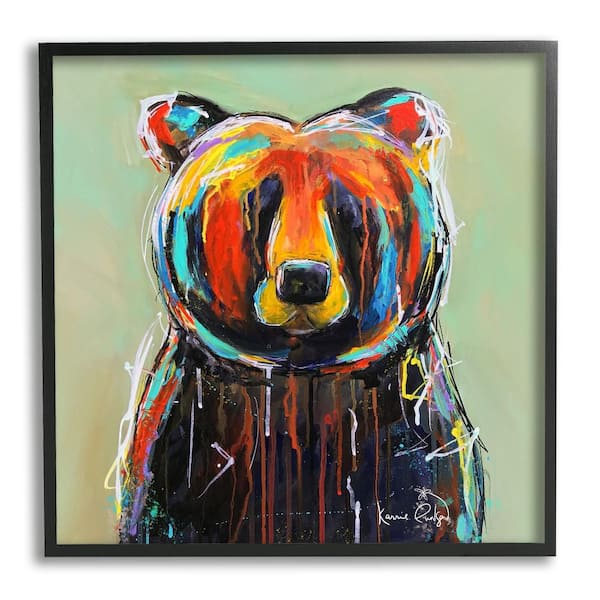 Stupell Industries Abstract Urban Bear Graffiti by Karrie Evenson 1-Piece Black Framed Animal Giclee Art Print 24 in. x 24 in.