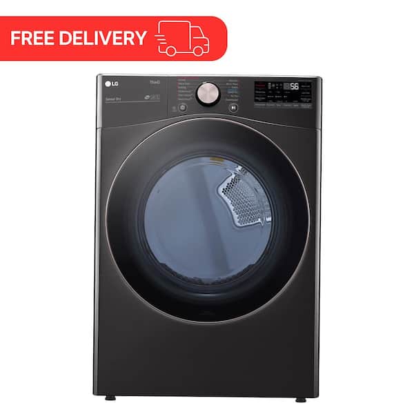 7.4 Cu. Ft. Vented SMART Stackable Gas Dryer in Black Steel with TurboSteam and Sensor Dry Technology