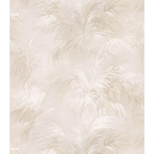 Palm Fern Beige Textures Pattern Vinyl Unpasted Wallpaper Roll (Covers 56.4 Sq.ft.)
