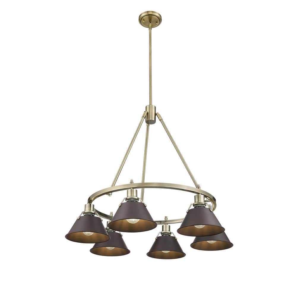 Orwell 6-Light Aged Brass and Rubbed Bronze Chandelier price history on PriceWatchPro