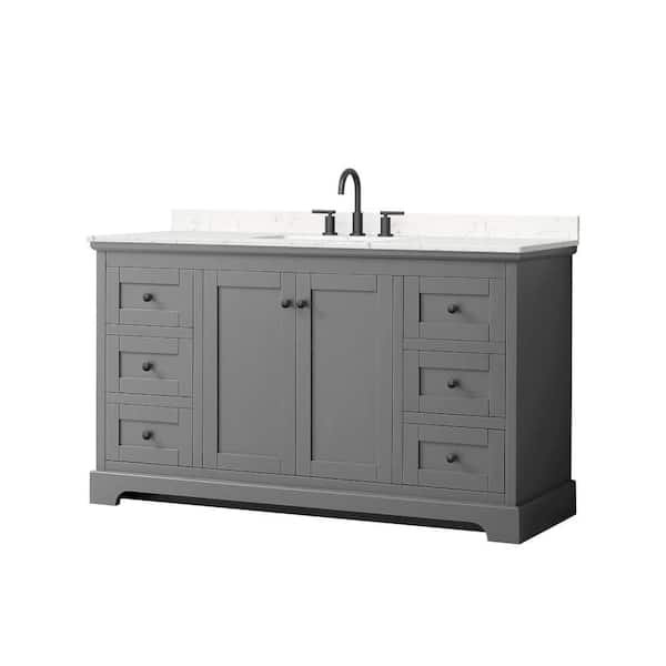 Avery 60 in. Single Freestanding Dark Gray Bath Vanity with Carrara Cultured Marble Top