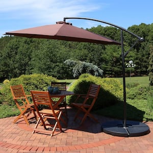 10 ft. Polyester Cantilever Offset Patio Umbrella in Brown