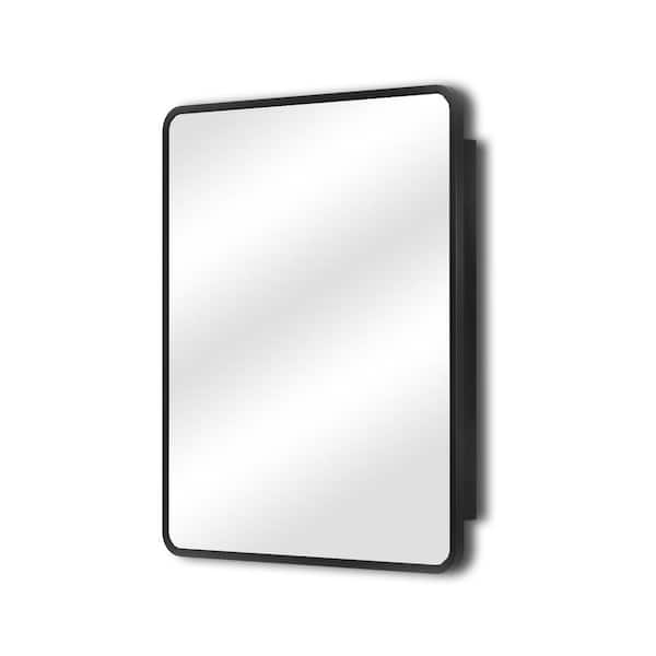 20 in. W x 28 in. H Medium Rectangular Black Aluminum Alloy Framed Recessed/Surface Mount Medicine Cabinet with Mirror