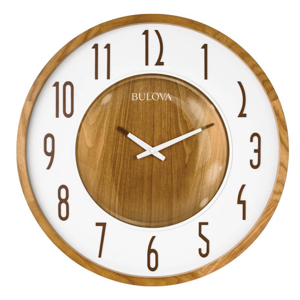 Bulova 22 In H X 22 In W 8 Piece Zebra Hardwood Case Round Wall Clock C4872 The Home Depot