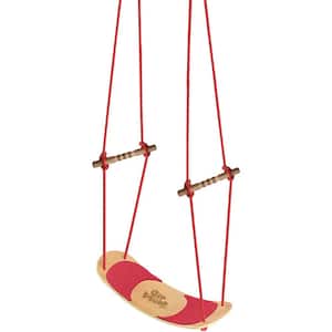Maple/Red AirPlank Surfboard Swing With Adjustable Rope - Fully Assembled