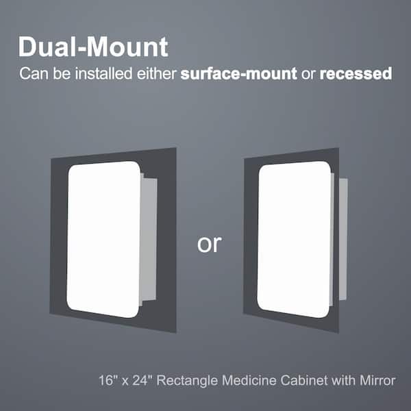 16-in x 24-in Surface/Recessed Mount Gold Mirrored Medicine Cabinet
