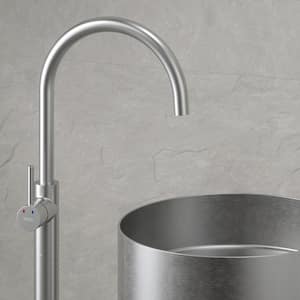 Howick Single Hole Single Handle Freestanding Bathroom Faucet in Stainless Steel