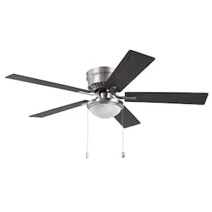 Belanova 52 in. Indoor LED Brushed Nickel Hugger Ceiling Fan with Light Kit, Reversible Blades, and Reversible Motor