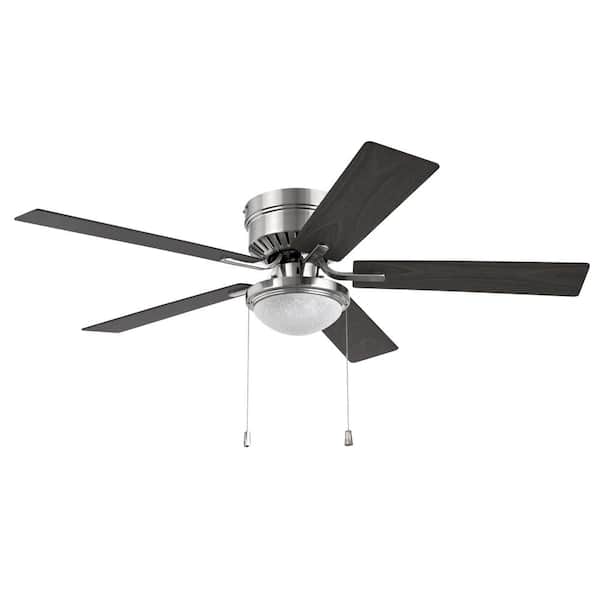 Unbranded Belanova 52 in. Indoor LED Brushed Nickel Hugger Ceiling Fan with Light Kit, Reversible Blades, and Reversible Motor
