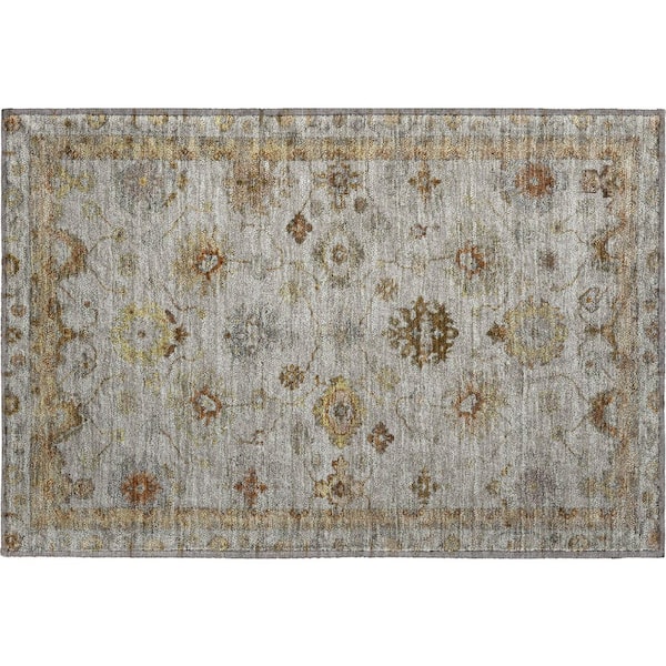 Mayfield Premium Machine Washable Abstract AMF2045 Taupe 2 ft. x 3 ft. Accent Rug