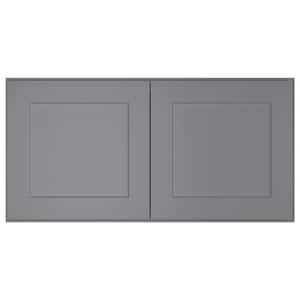33-in. W x 24-in. D x 18-in. H in Shaker Grey Plywood Ready to Assemble Wall Bridge Kitchen Cabinet with 2 Doors
