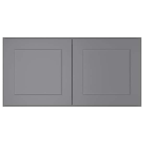 HOMEIBRO 33-in. W x 24-in. D x 18-in. H in Shaker Grey Plywood Ready to Assemble Wall Bridge Kitchen Cabinet with 2 Doors