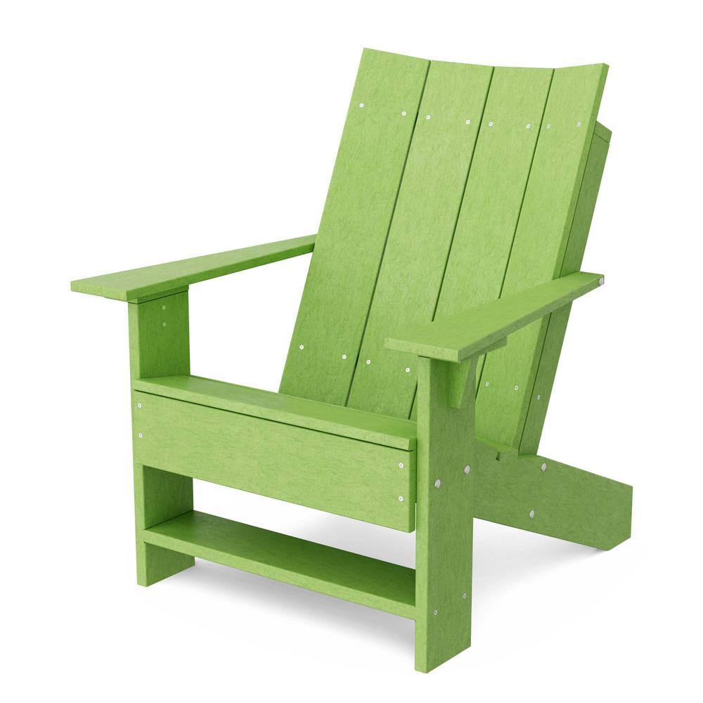 WILDRIDGE Contemporary Lime Green Plastic Outdoor Adirondack Chair LCC314TLG The Home Depot