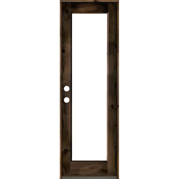Krosswood Doors 30 in. x 96 in. Rustic Knotty Alder Full-Lite Right-Hand/Inswing Clear Glass Black Stain Single Wood Prehung Front Door