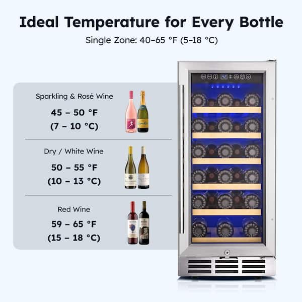 SIMZLIFE 15 in. Single Zone 28-Bottle Built-in/ Freestanding Wine
