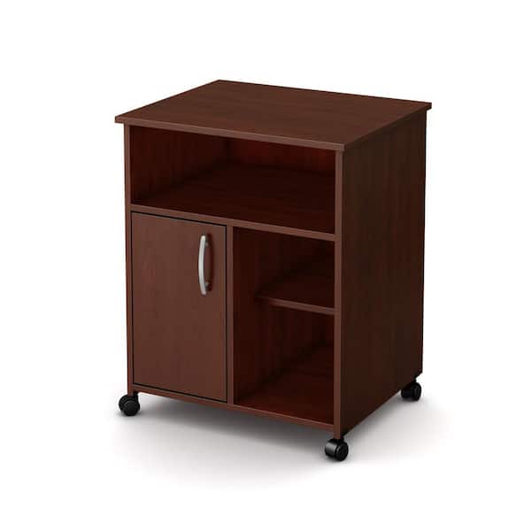 South Shore Axess Microwave Cart with Storage on Wheels, Royal Cherry