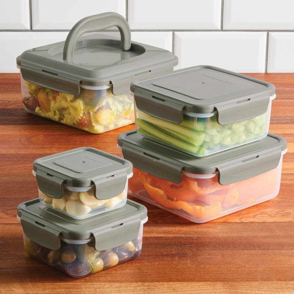 Gray BPA-Free Leak-Proof Nestable Food Storage Container Set