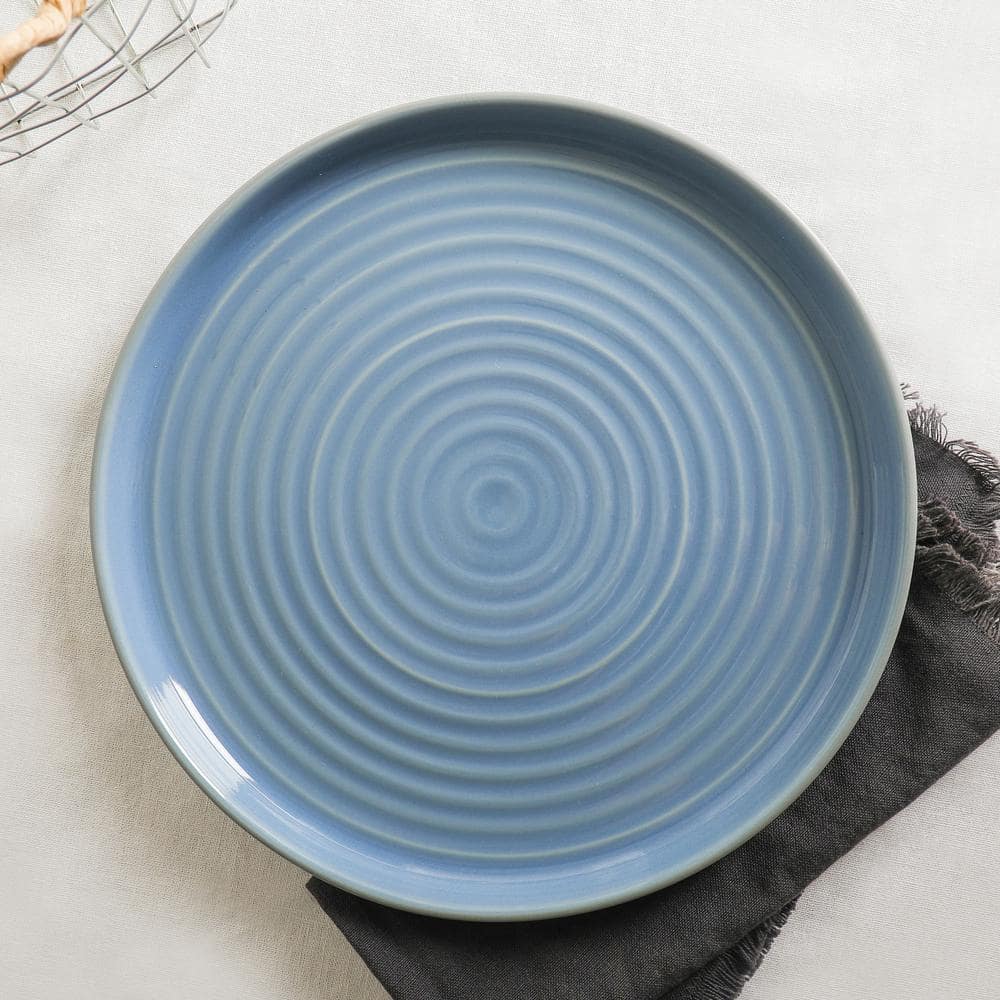 Elica 12-Piece Blue and Grey Ceramic Dinnerware Set
