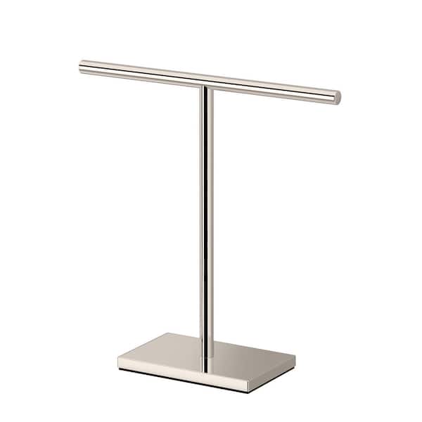 Modern Rectangle Base Countertop 10.5 in. Freestanding Hand Towel Bar Holder in Polished Nickel