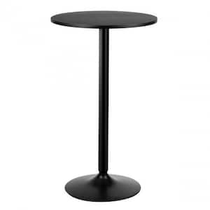 The Metal Pub Bar Table 24 in. Round Bistro Bar Cocktail Table All Black