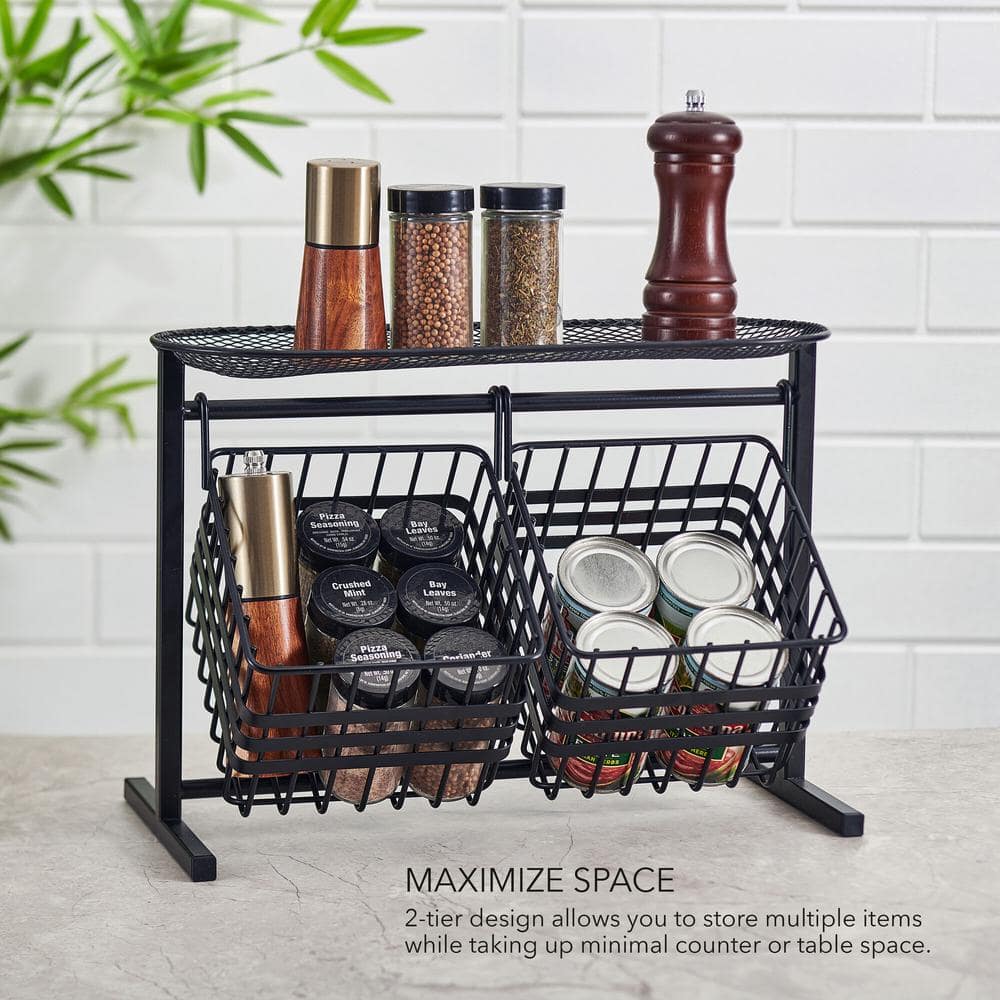 Mikasa Gourmet Basics Black Metal 2-Tier Horizontal Basket
