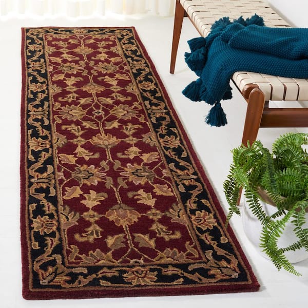 Heritage Red/Black 2 ft. x 6 ft. Antique Border Floral Runner Rug