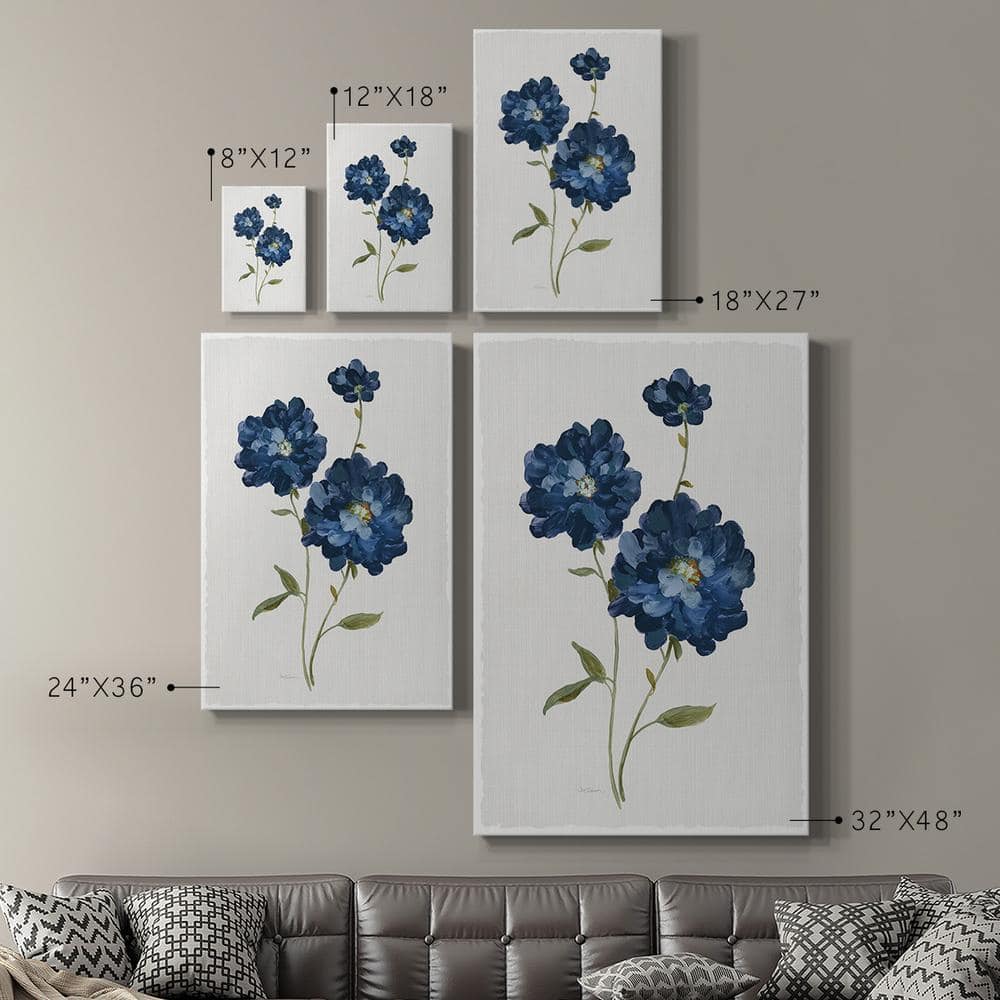 Blue Mums White Canvas Unframed Wall Art 12 x 18