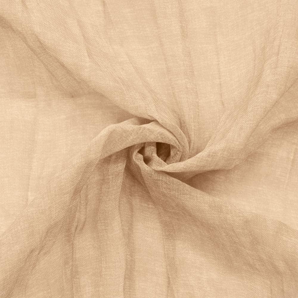 Apricot Sheer Polyester Pleated Rod Pocket Curtain Panel 52" x 95"