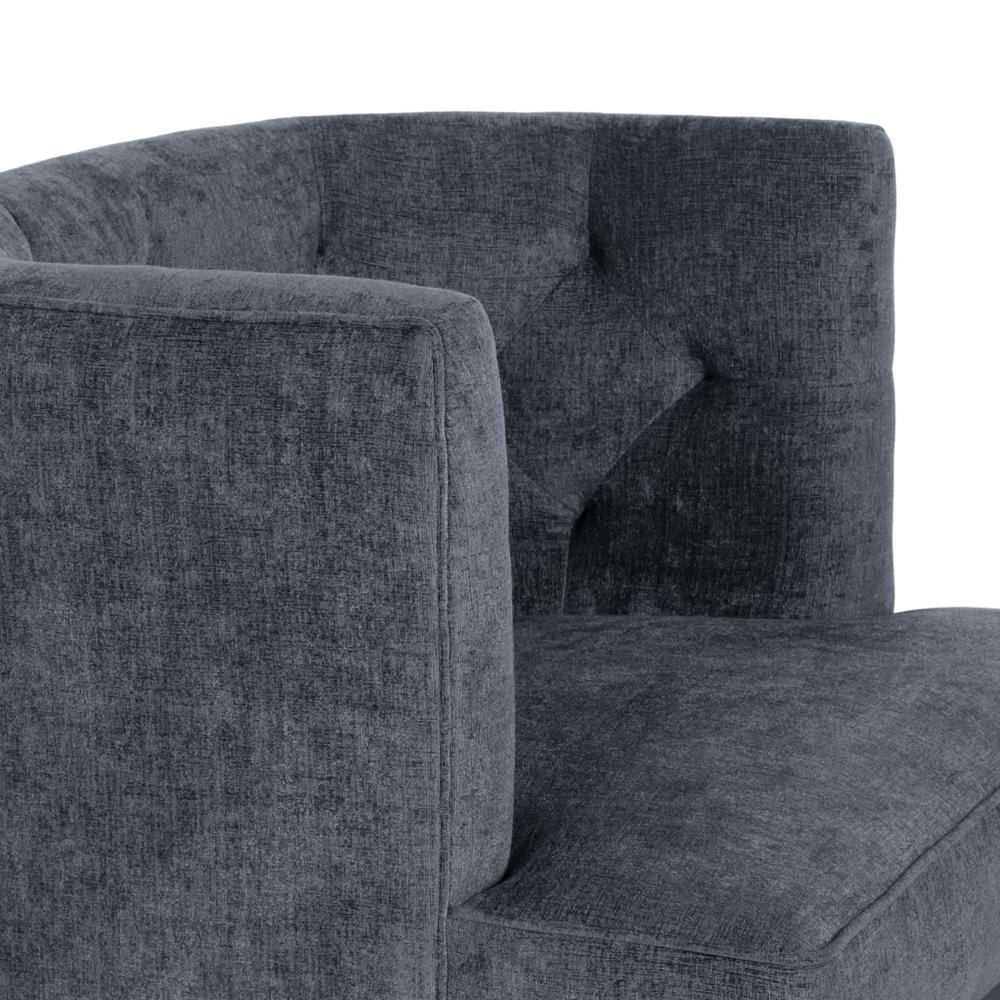 Charcoal and Dark Brown Faux Leather Barrel Accent Chair