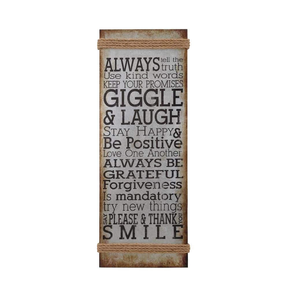 Litton Lane 14 in. x 38 in. Metal Gray Motivational Sign Wall Decor ...