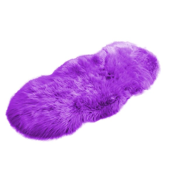 Latepis 2 ft. x 4 ft. Purple Cozy Fuzzy Rugs Specialty Sheepskin Faux Fur Area Rug