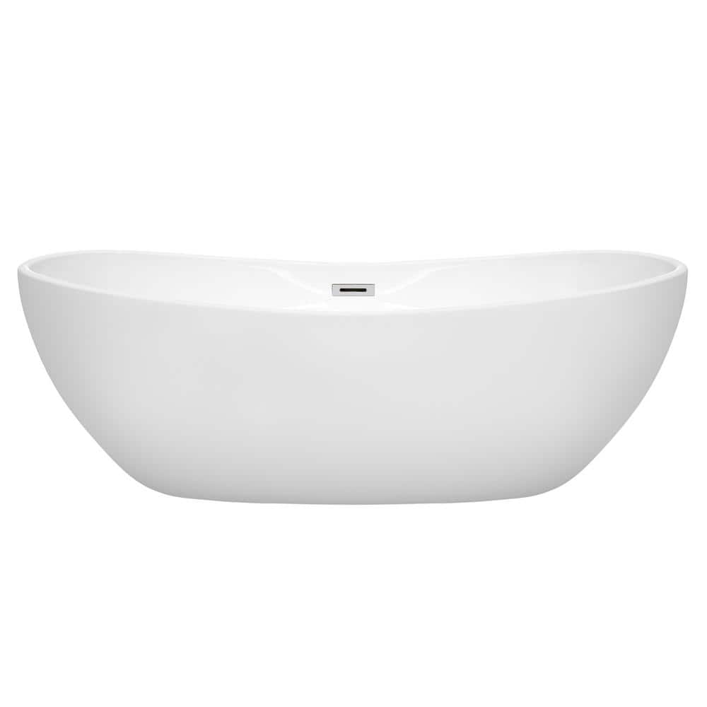Rebecca 70" White Acrylic Freestanding Bathtub with Chrome Trim
