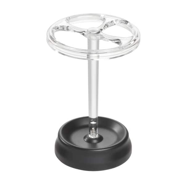 iDesign Gina Round Toothbrush Stand in Black/Clear