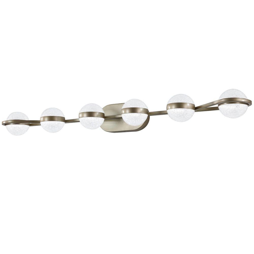 43 in. 6-Light Gold LED Bathroom Vanity Light with Crystal Sand Acrylic Shades Wall Mounted Decorative Lighting Fixture price history on PriceWatchPro