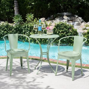 3-piece outdoor metal bistro set for patio yard, green