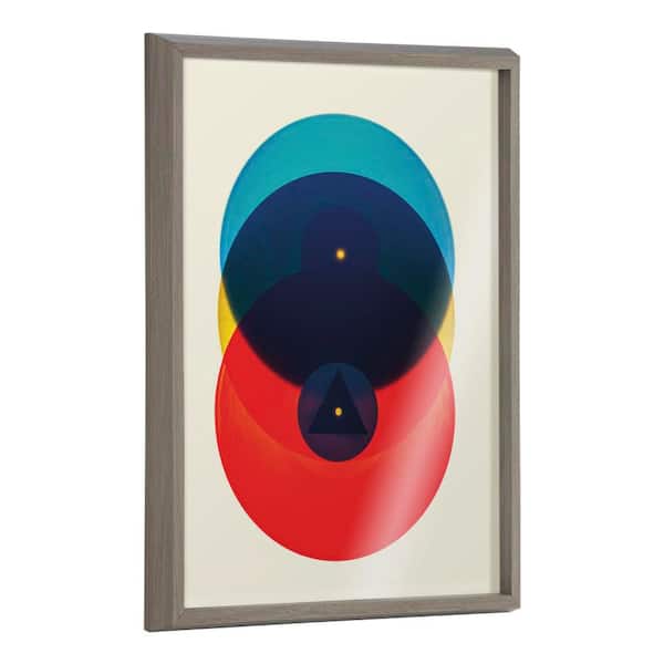 Kate and Laurel Blake "Colorful Records Blue Red" by Emiko and Mark Franzen of F2Images Framed Glass Art Print 24 in. x 18 in.