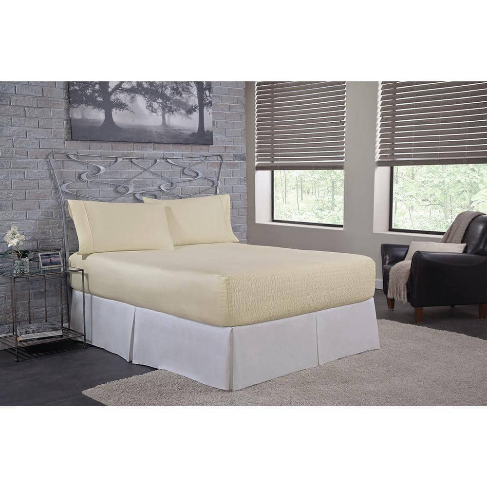 Ivory Full Microfiber Polyester Sheet Set with Pillowcases