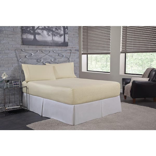 BedTite Absolutely Fitting 300TC 3-Piece Ivory Solid Cotton Twin Sheet Set