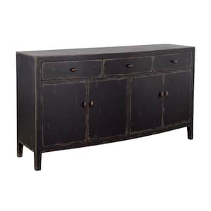 Gibson Coal and Brown Wood Top 68 in. Sideboard with Four Doors