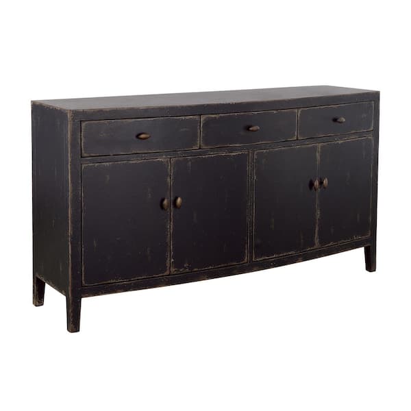 Coast to Coast imports Gibson Coal and Brown Wood Top 68 in. Sideboard with Four Doors