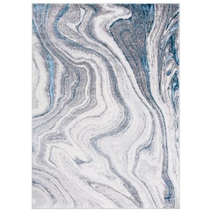Amelia Gray/Blue 9 ft. x 12 ft. Abstract Area Rug