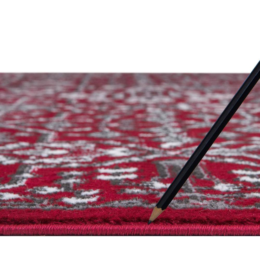Athens Red and Gray Synthetic 8' x 10' Area Rug