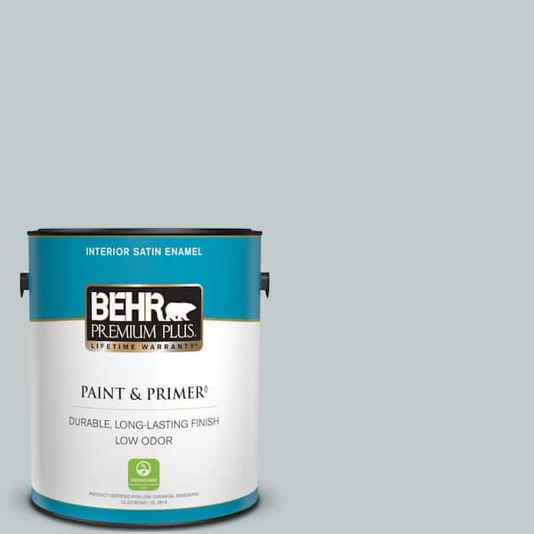 BEHR PREMIUM PLUS 1 gal. 730E 3 River Rock Satin Enamel Low Odor Interior Paint Primer 705001 The Home Depot