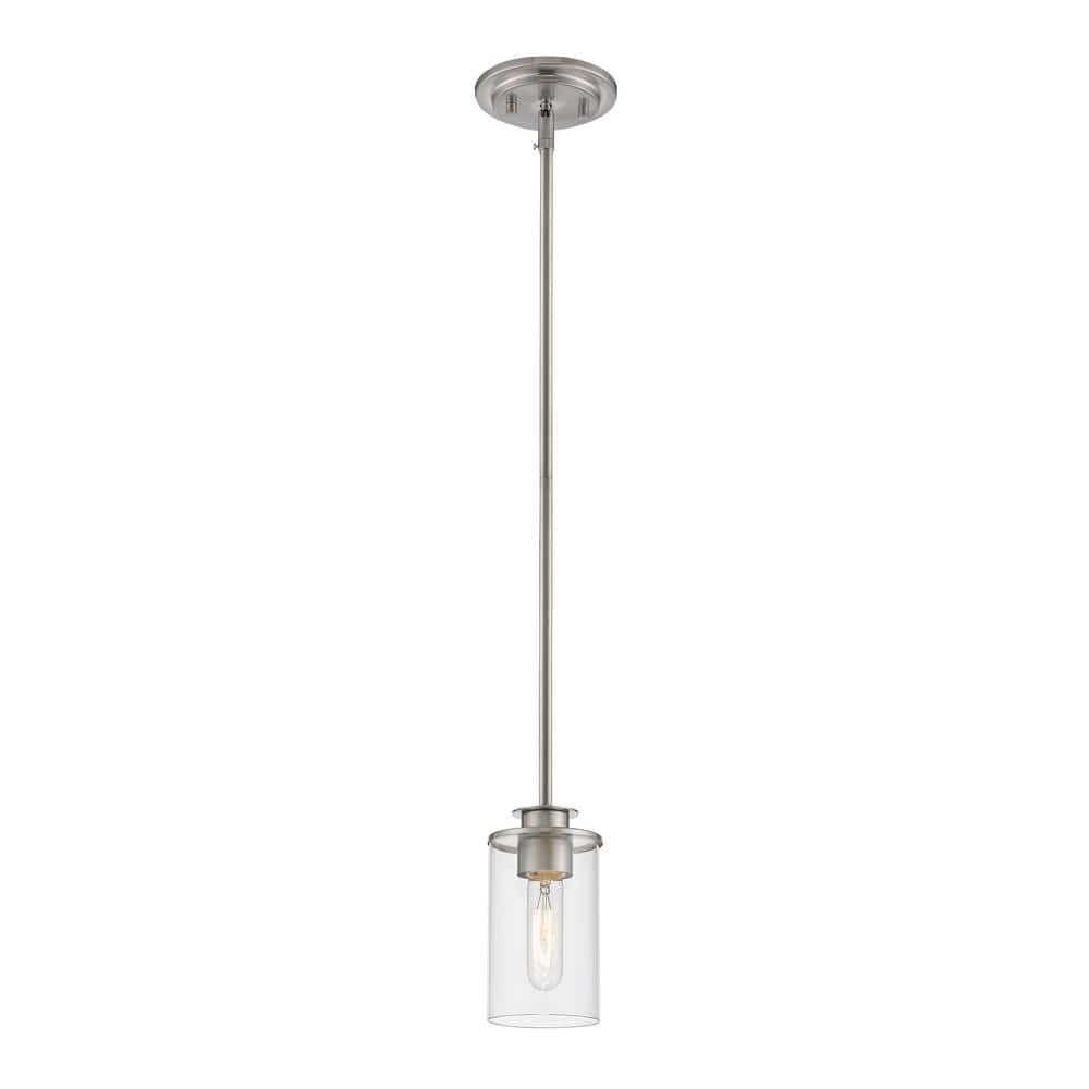 Savannah Brushed Nickel Mini Pendant with Clear Glass Shade