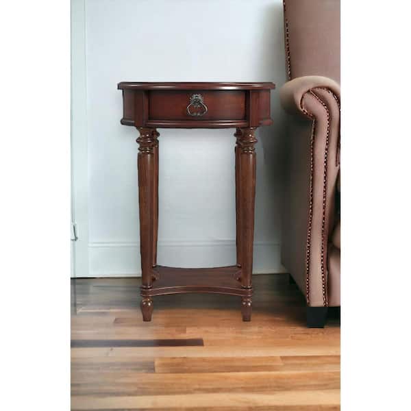 HomeRoots 17.5 in. Brown Round MDF End Table