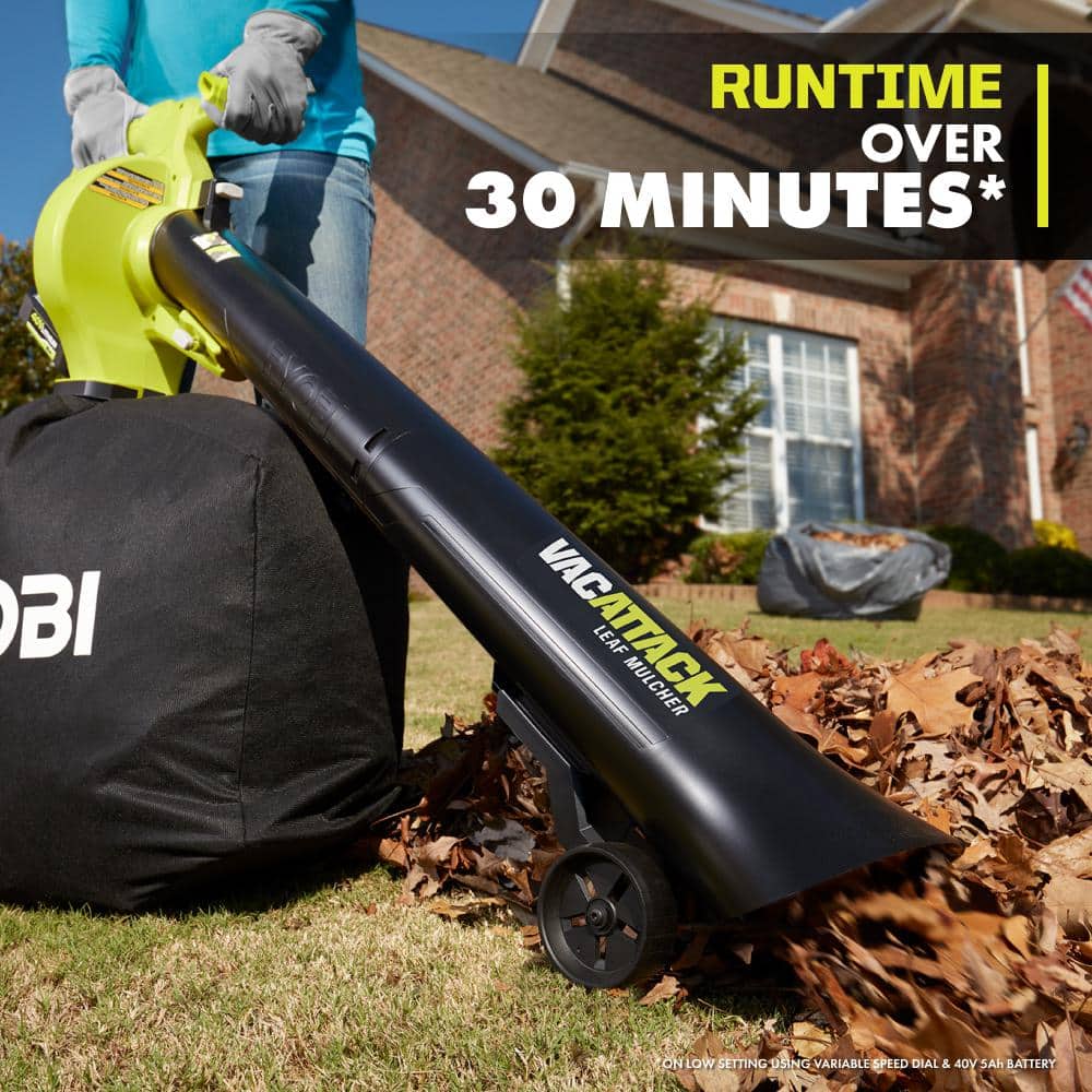 40V Cordless Black and Green Leaf Vacuum Mulcher
